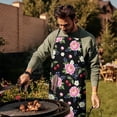 thumbnail image 4 of Pioneer Flower Floral Print Pattern Cotton Linen Apron with Pockets, Waterproof Adjustable, 33x27 Inch for Kitchen, Gardening, BBQ, Salon, 4 of 6