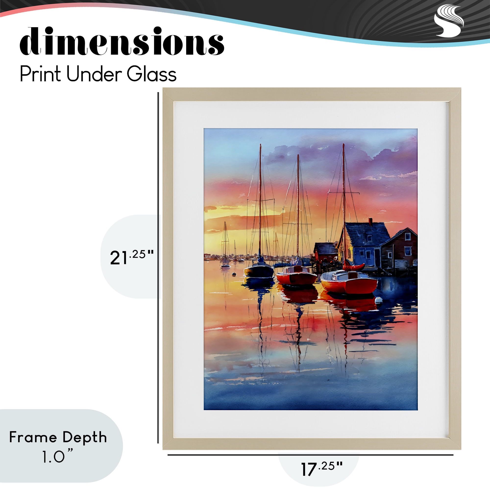 Stupell Industries Vivid Sunset at Docks Birch Framed Print Under Glass, design by Franklyn Gregory