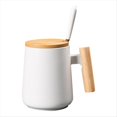 thumbnail image 1 of 450ML de Café de Cerámica con Manejar de Madera Vintage Tapa de Diseño Nórdico de Leche de Té de Porcelana Regalo para Beber para Pareja Oficina, 1 of 5