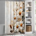 thumbnail image 3 of White Flowers Leaves Fabric Shower Curtain Vintage Plant Washable Shower Curtains for Bathroom, Waterproof Bath Curtain with Hooks Home Decor 72x84in, 3 of 8