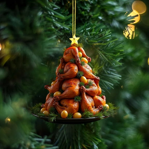 Double Sided Acrylic Turkey Christmas Ornament Wall Hanging for DIY Crafts Christmas Tree Decor Holiday Home Garden Thanksgiving and Christmas Seasonal Decoration Display, 2D