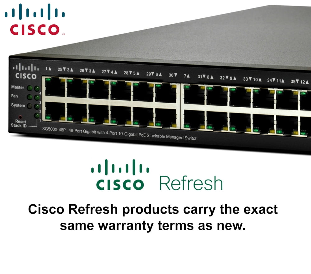 Cisco SG500X 48P Refresh 48 port Gigabit 4 port 10 Gigabit PoE