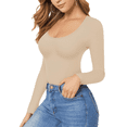 thumbnail image 2 of Womens Scoop Neck Long Sleeve Slim Fit T Shirt Tunic Tops Tee L, 2 of 9