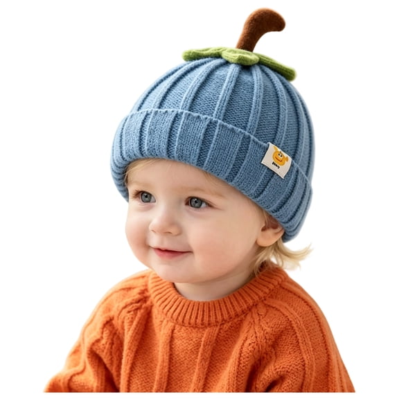 OJSFQUFP Halloween Baby's Hats Fall and Winter Warm Woolen Hats Cute Solid Color Pumpkin Knitted Hats for Boys and Girls