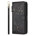 thumbnail image 4 of For Samsung Galaxy S25 Edge 5G 6.7-inch Wallet Case Glitter Butterfly Multi-Card Slots Zipper Wallet With Detachable Lanyard Shoulder Strap and Hand Strap Leather Phone Case,Black, 4 of 11