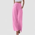 thumbnail image 2 of NIEWTR Womens High Waisted Linen Pants Elastic Drawstring Wide Leg Casual Boho Summer Palazzo Trousers（A01-Pink,XL), 2 of 5