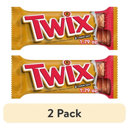 (2 pack) Twix Caramel Cookie Milk Chocolate Candy Bars, Full Size - 1.79 oz