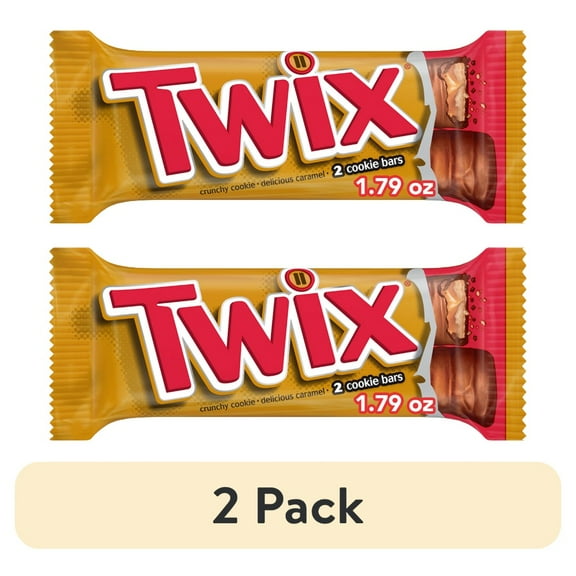 (2 pack) Twix Caramel Cookie Milk Chocolate Candy Bars, Full Size - 1.79 oz