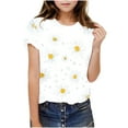 thumbnail image 4 of FAHXNVB Girls Short Sleeve T-Shirts Crewneck Chrysanthemum Print Soft Cotton Kids Casual Tees Tops Summer Fashion Breathable Shirts 3-14 Years, 4 of 8