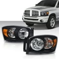 thumbnail image 2 of PIT66 Headlights Fit For 06-09 Dodge Ram 1500 2500 3500 Pair Headlights Headlamps Set Black/Amber, 2 of 9