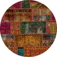 thumbnail image 1 of Ahgly Company Machine Washable Indoor Round Abstract Saffron Red Area Rugs, 7' Round, 1 of 7