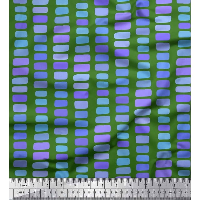 Soimoi Green Poly Georgette Fabric Brush Stroke Abstract Decor Fabric Printed Yard 42 Inch Wide