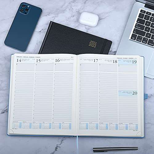 Hardcover Academic Planner 2021-2022 Hourly Weekly Monthly Grey Note & Address Pages POPRUN Agenda August 2021 to July 2022 with Pocket 6.5 x 8.75 