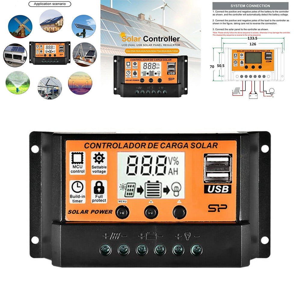 Solar Charge Controller Mppt Solar Panel Regulator Charge Controller Auto Focus Tracking 12/24V 80A