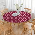 thumbnail image 3 of Burgundy Geometric Quatrefoil Pattern Round Fitted Tablecloth with Elastic Edge,Dining Table Cover Waterproof,Outdoor Round Tablecloth for Camping,Dining,Indoor and Outdoor, 3 of 7