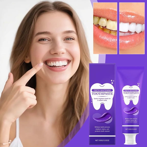 Oral Care Toothpaste for Stain Removal & Fresh Breath, Supports Gum Health & Enamel Protection, 100g Purple Whitening Toothpaste with Daily Cleaning Formula, Promotes Overall Oral Hygiene