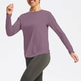 thumbnail image 2 of Dazajoo Womens Sun Protection Long Sleeve Tops Workout Running Hiking Athletic Gym Shirts Lightweight UPF50+ UV Rash Guard Tshirt Purple,S, 2 of 9