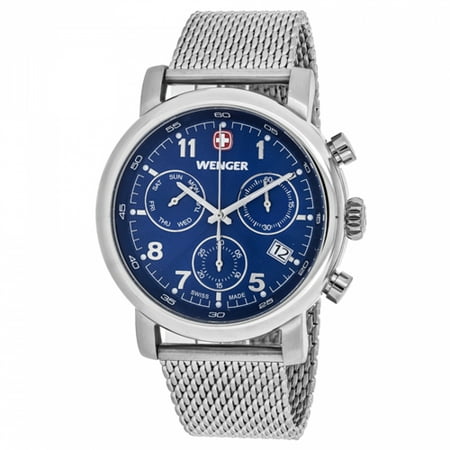 Wenger 01.1043.101 Men's Urban Classic Blue Dial Stainless Steel Mesh Bracelet Chronograph Watch