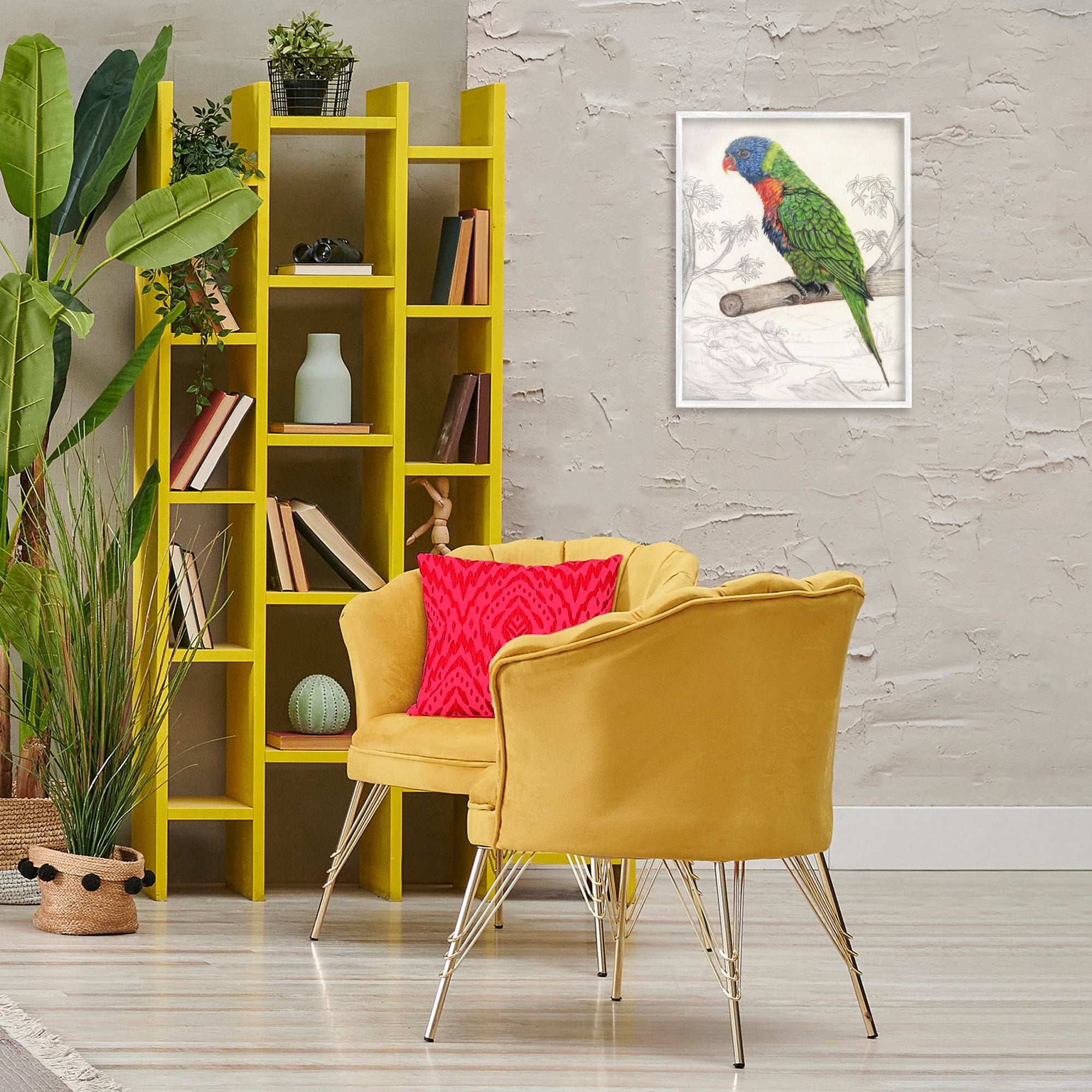 Stupell Industries Lorikeet Sketched Nature Animals & Insects Painting White Framed Art Print Wall Art, 16 x 20