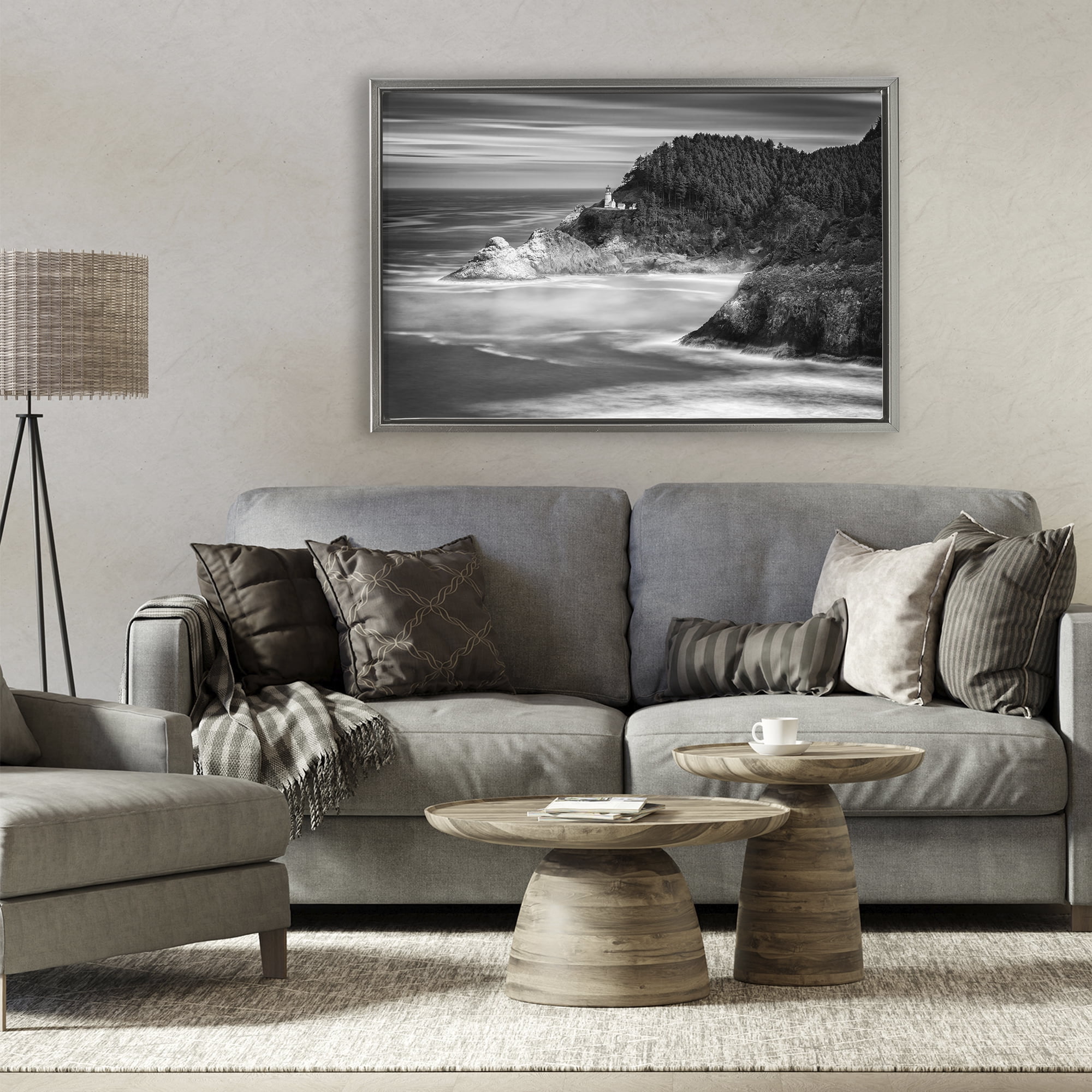 Stupell Industries Perched Above The Pacific Gray Framed Floater Canvas Wall Art, design by Rick Berk
