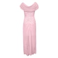 thumbnail image 6 of EliteGoogv Womens Evening Dresses Cowl Neck Short Sleeve Maxi Dresses For Women Ruched Bodycon Fit Summer Dresses Party Wedding Guest Dresses Pink, 6 of 6