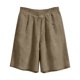 thumbnail image 5 of TaTaai Women Solid Color Loose Fit Cotton Linen Knee Length Shorts With Pockets Casual Summer Wear Lightweight Breathable Machine Washable No Fading Daily Outdoor Street Wear Gift, 5 of 8