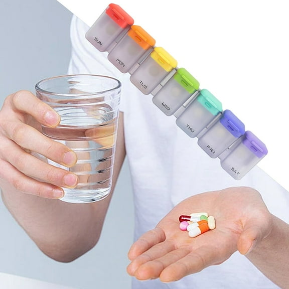 Weekly Pill Organizer Magnetic, Removable Pill Box 7 Day 1 Time a Day, Large Travel Pill Case, Week Once Daily Medication Dispenser, Medicine Container Holder for Supplement, Vitamin, Black