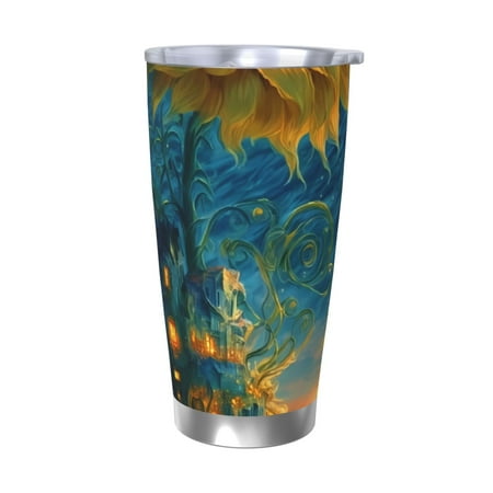 

Gukieu Sunflower Castle Starry Sky Print 20OZ Car Cup Vacuum Stainless Steel Leak-proof Thermos Cup Unisex Suitable for Home Outdoor and Sports-Without Straw