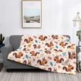 thumbnail image 2 of Honeii Forest Squirrel Nuts print throw blanket, crafted from cozy cotton flannel, offers versatile home decor as a bedding suitable for all seasons.-50"x40", 2 of 6