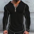 thumbnail image 2 of Jalioing Men's Vintage Hooded Pullover Top Gym Long Sleeve Hoodies Tops Quarter Button V-Neck Slim Shirt (Large, Black), 2 of 6