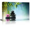 thumbnail image 1 of wall26 Rocks and a Hibiscus Flower Over a Lake Next to Bamboo Trees - Canvas Art Home Decor - 32x48 inches, 1 of 3