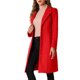 thumbnail image 4 of Abrigo largo de invierno para mujer con solapa muesca y un solo botón en rojo, 4 of 6