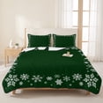 thumbnail image 3 of Quilts Full Size Bedding Set, Green Snowflake Christmas Lightweight Quilted Comforter, Xmas Snowflake Winter Modern Art Soft Reversible Bedspread Coverlet with Pillow Covers for All Season, 78" x 90", 3 of 9