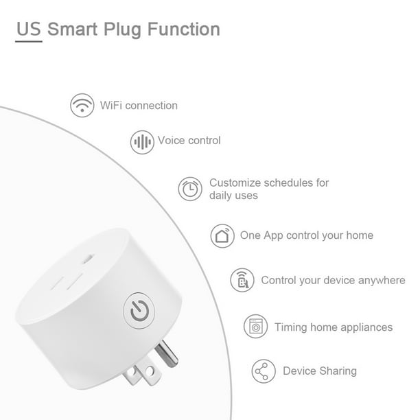 Prise intelligente Smart Connectée WIFI Compatible avec Alexa Google Home  Prise de Courant Compacte Contrôle 2pcs