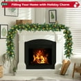 thumbnail image 3 of Yexmas 9ft Large Christmas Garland, Multi-Purpose Xmas Wreath with 45 LED Lights, Decorated with Pinecones, Berry Clusters, Battery Operated, 3 of 9