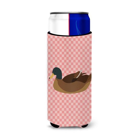 Khaki Campbell Duck Pink Check Michelob Ultra Hugger for Slim Cans