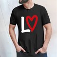 thumbnail image 2 of Men T Shirts Valentines Day Couples Themed Print Men's Round Neck Short Sleeve T Shirt Cozy Lightweight Fabric Comfortable Relaxed Fit Casual Top Mens Tshirts Graphic Black L, 2 of 4