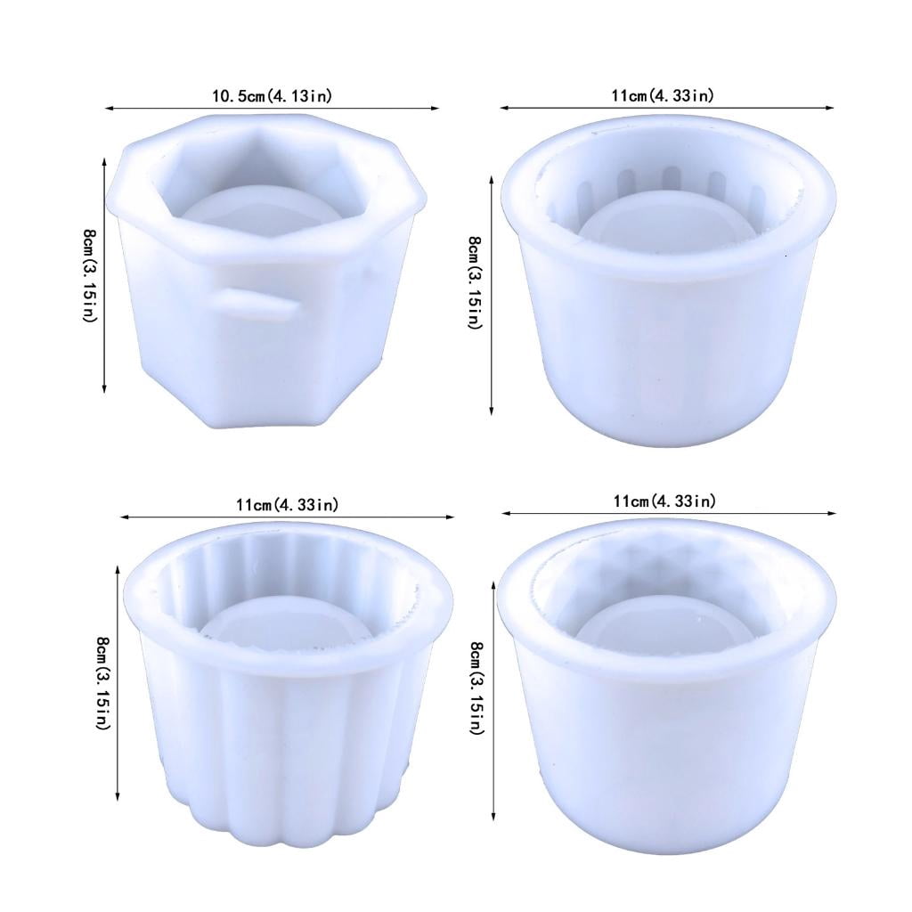 Giaone 4Pcs Silicone Moulds for Concrete Flower Pots Cement Plant Pot Resin Molds