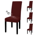 thumbnail image 1 of Juego de 4 fundas para sillas de comedor, fáciles de llevar, impermeables, elásticas, color vino, 1 of 7