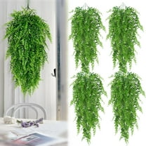 4 Pack Fake Fern Artificial Hanging Ferns Outdoor Faux Hanging Greenery Plant Indoor UV Resistant Plastic Plants for Wall, Wedding Party, Holiday Decor