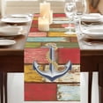 thumbnail image 3 of Table Runners 72 Inches Long Dress Scarves, Nautical Anchor Farmhouse Kitchen Table Runner, Coffee Tablerunners, Country Vintage Colorful Wooden Plank 14x72 Inch, 3 of 9