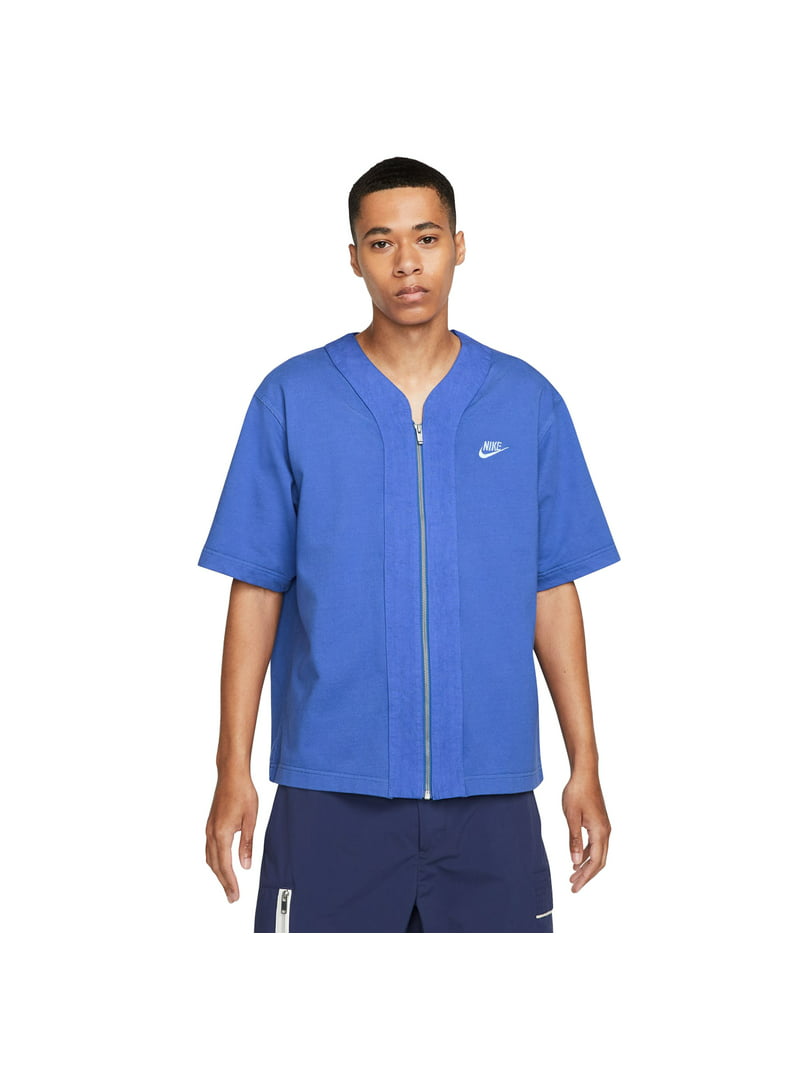 Nike French Terry Short Sleeve Zip Top Men's Dark Marina Blue dm6899-407 - Walmart.com
