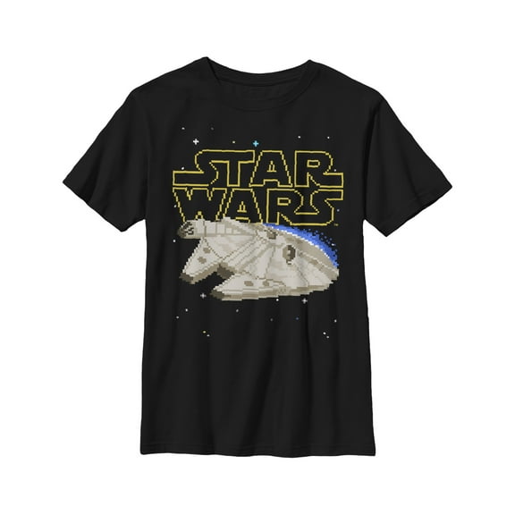 Boy's Star Wars Pixel Millennium Falcon  Graphic Tee Black Small