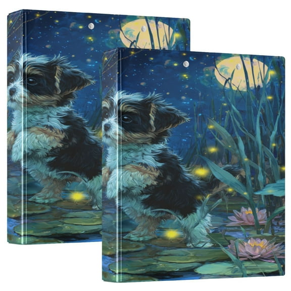 3 Ring Binder 1.5 inch Round Rings with Interior Pockets Binders Organizer Office School 1Pack Cute Lost Puppy