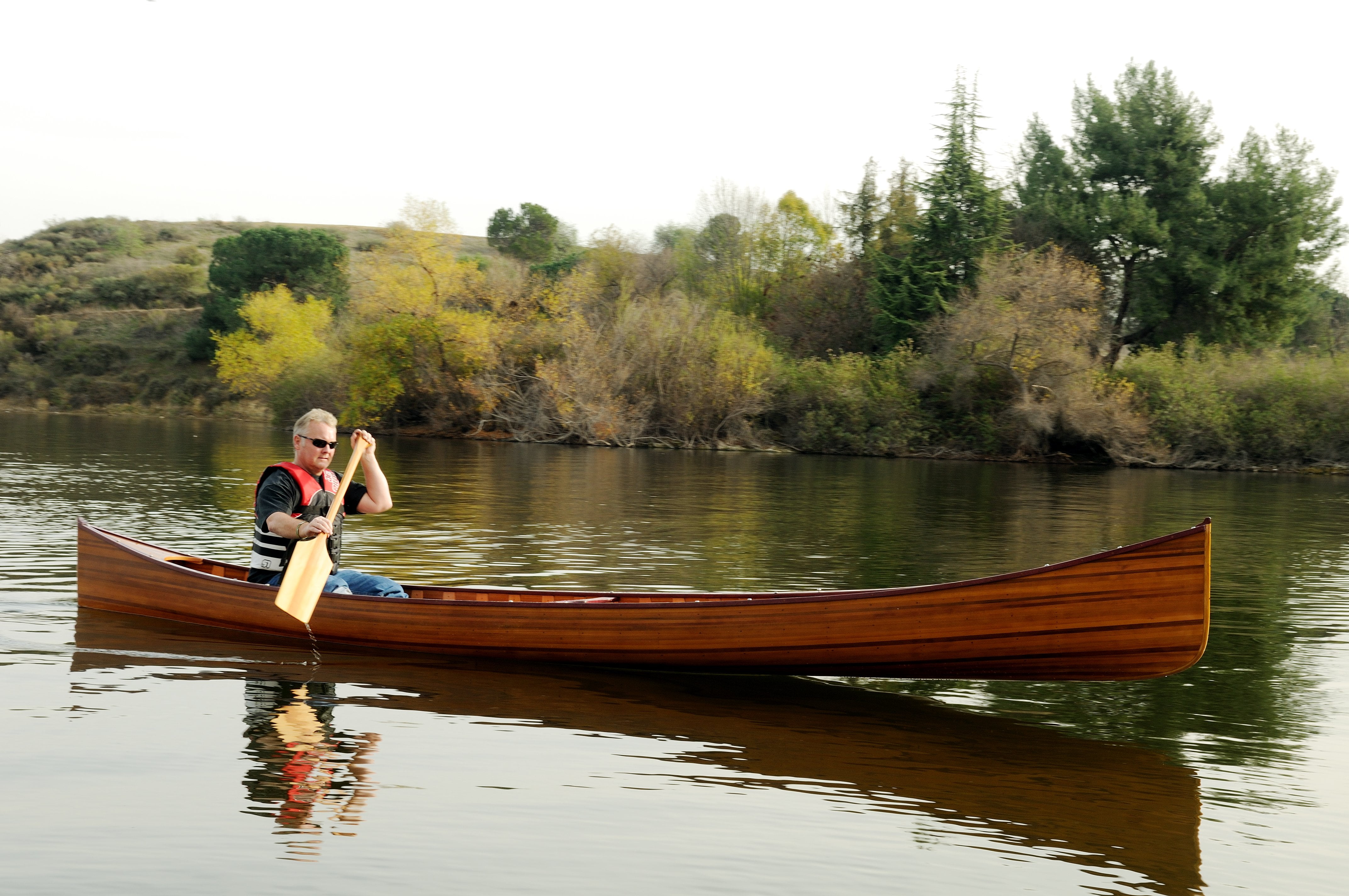 Wooden Canoe with Ribs 18 Boat Model Display