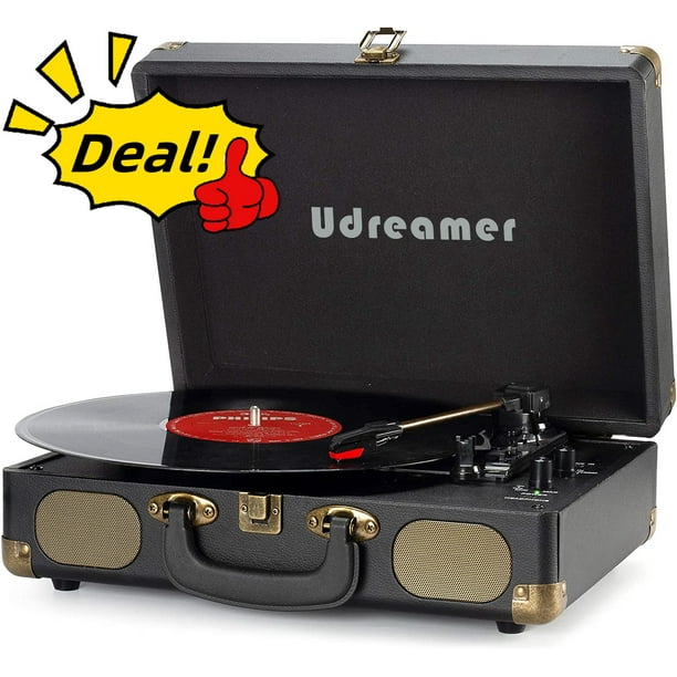 Udreamer Record Player Vinyl Turntable Record Player Vintage 3Speed