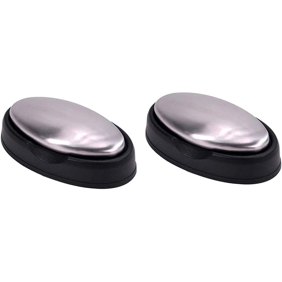 2 Pcs Stainless Steel Soap, Stainless Steel Soap Against Unpleasant Odor, Anti Odor Odor Remover Soap with Base Tray, Environmental Protection, Ideal for Odor Elimination