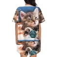 thumbnail image 3 of Picia Playful Cat Pajamas Sets for Women Soft Short-Sleeved Pjs with Lounge Shorts Two Piece Sleepwear-, 3 of 9