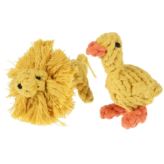 2 Pcs Knitted Entertaining Interactive Playthings Adorable Rope Toys (Yellow)