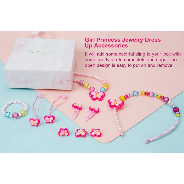 Kids Jewelry Little Girls Plush Purses Necklace Bracelet Ring Clip-on  Earrings Hair Clips Set, Costume Jewelry Party Favors Gift for Dress up  Pretend Play - Butterfly 
